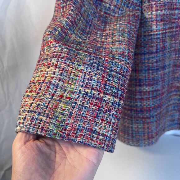 Nordstrom Colorful Tweed 100% Silk Blazer Jacket Lightweight Bold Maximal Sz XL - Picture 5 of 11